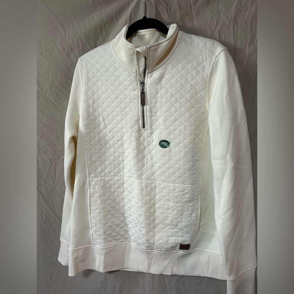 L.L. Bean Women's Cream Quilted Half-Zip Sweatshirt